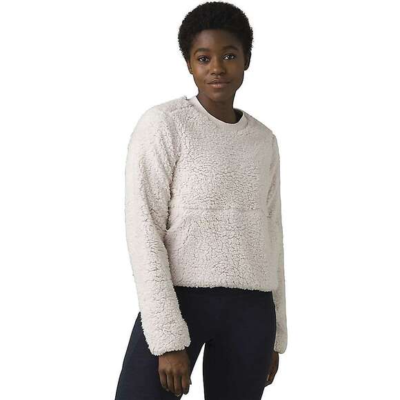 PrAna Polar Escape Sweatshirt Cropped Teddy Bear Cream Reversible Women Small - Picture 1 of 13